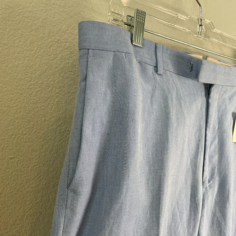 NEW GANT Mens 52 Lightweight Summer Twill‎ Trousers Blue Linen Blend Dress Pants